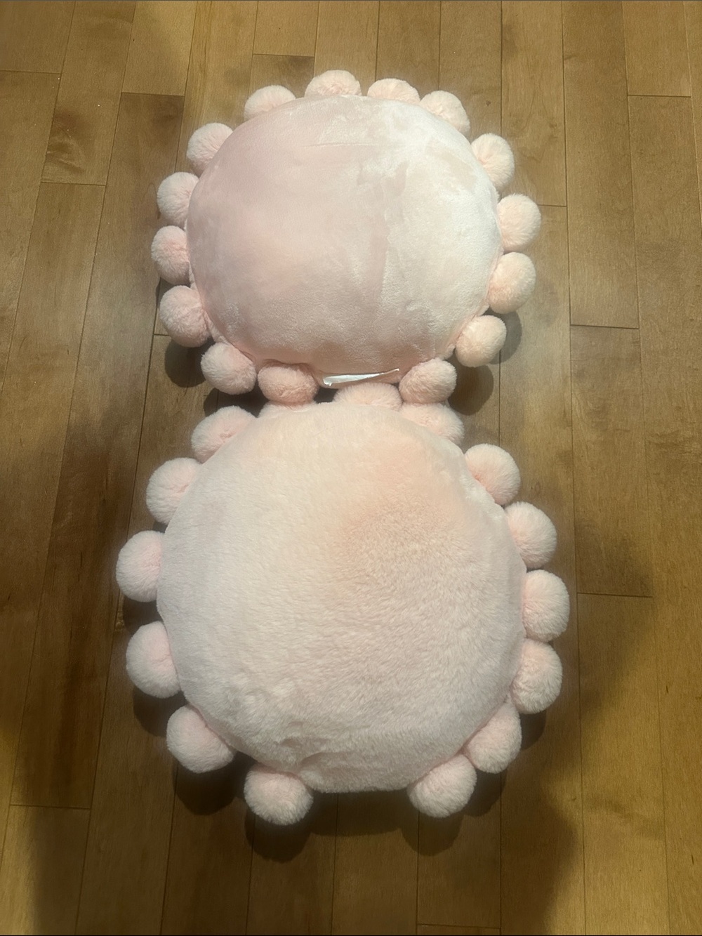 Plush Pom-Pom Round Accent Pillow - Blush Pink-Set of 2